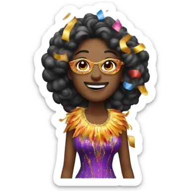 "Woman dressed in carnival attire with confetti and fire." sticker