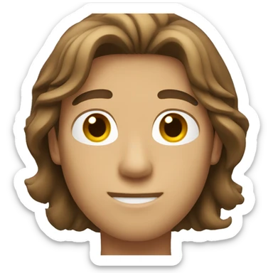 Guy with shoulder-length brown hair sticker