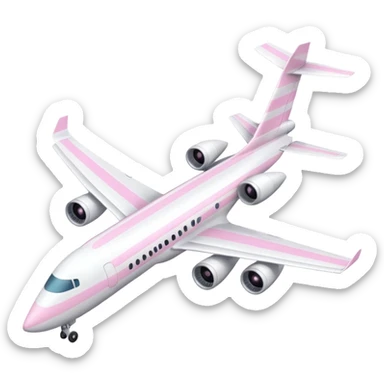 White plane with pastel pink stripes with one jet under each wing sticker