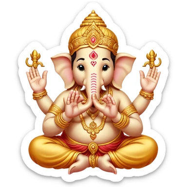 hindu god ganesh with his hands together forming a heart shape sticker