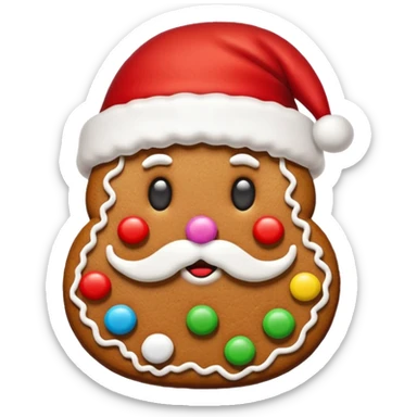 gingerbread cookie in red santa hat shape sticker