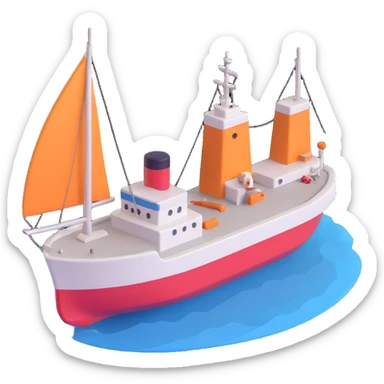 port with cargo ship sticker
