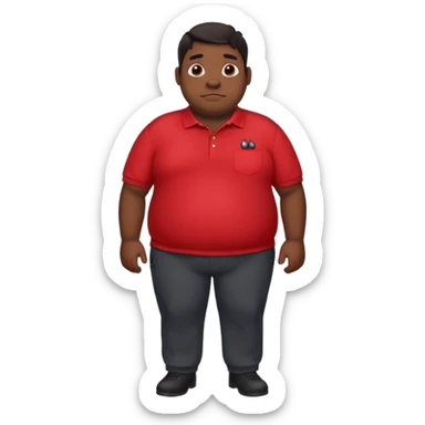 Fat guy the size of a hippo with dark hair in a red polo and black slacks sticker