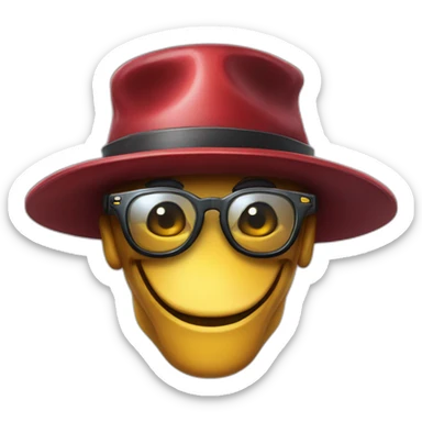 crazy-funny-cyberpunk-reddragon-head-with-beautiful-smile-wearing-glasses-and-hat sticker