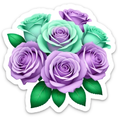 Light purple and mint rose bouquet with beautiful finish sticker