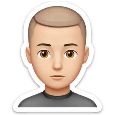 man with very short hair buzzcut sticker