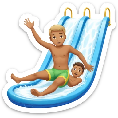 a boy that is sliding on his belly in ON his belly from a waterslide head first on his belly sticker