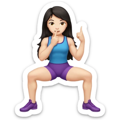 Una niña con los pies flexionados, dedo índice en la boca y cadera hacia el lado derecho sticker