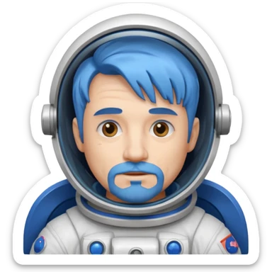 Astronauts, Middle-age, male, white skin, blue hair and blue beard sticker