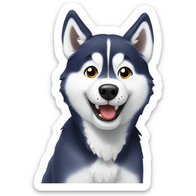 husky happy eating snow sticker