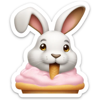 Conejo comiendo helado sticker