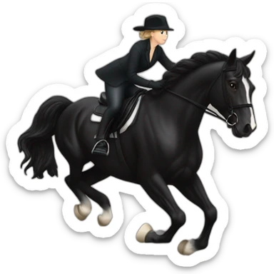 Britt dekker jumping on friesian horse sticker