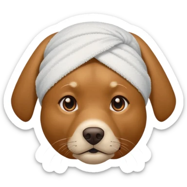 Lab wearing a towel on head sticker