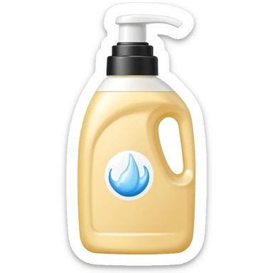 detergent bottle, cream colored, small white cap sticker