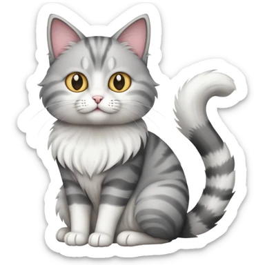 a grey and white cat sitting regally sticker