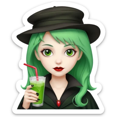 vampire green hair Drink holders with hat  sticker