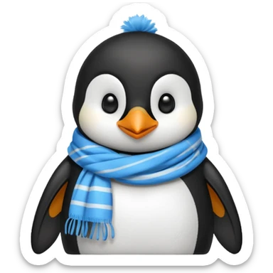 penguin with blue scarf  sticker