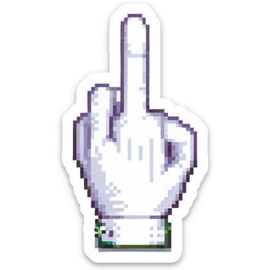 Super Mario's white glove with a finger pointing up, pixel art style sticker