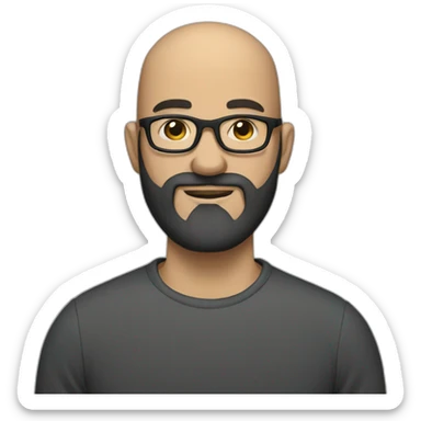 Bearded dark haired bald man with glasses sticker