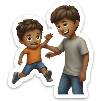 little boy playing with his older brother sticker