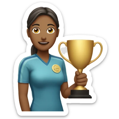 mujer alzando un trofeo sticker