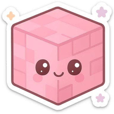 pink Minecraft block icon kawaii style sticker
