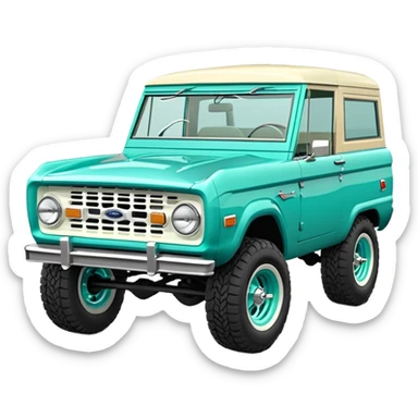 turquoise green classic ford bronco with slot alminum wheels sticker