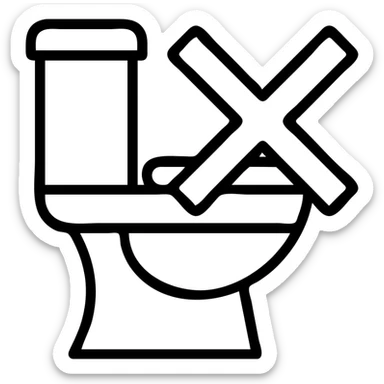 toilet with a large cross mark overlay, flat and easy to recognize sticker