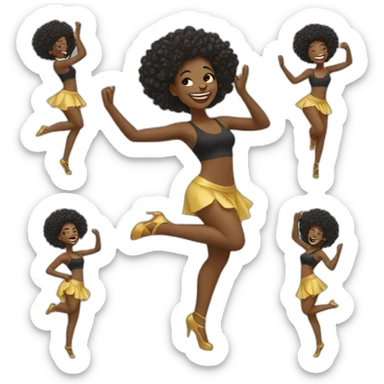 create a whatsapp style emoji of a BLACK WOMAN dancing sticker