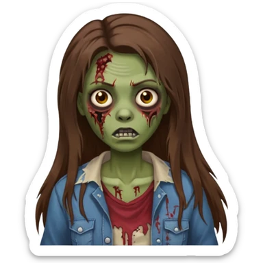 Long hair Brown zumbi famele sticker