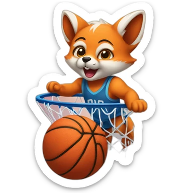 baby fox dunking a basketball sticker