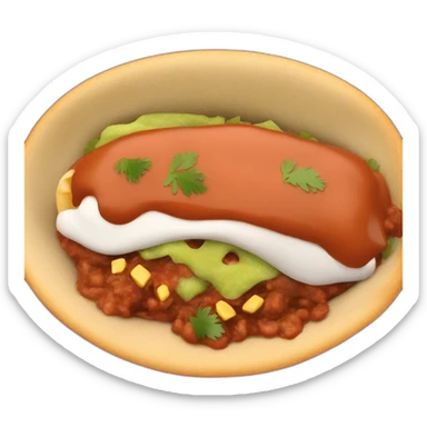 enchilada filled with refried beans red sauce on top sticker