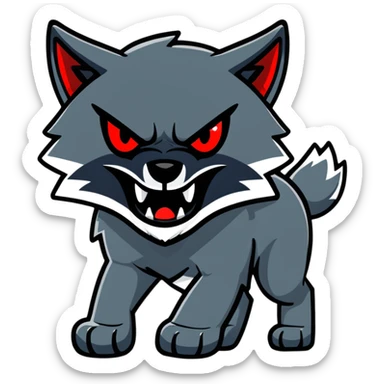 angry snarling black wolf with red eyes sticker
