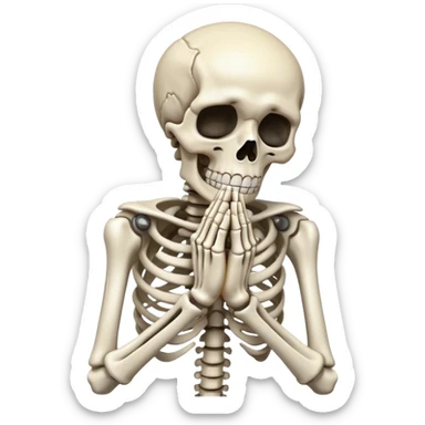 skeleton crying with prayer hands sticker