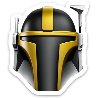 Mandalorian helmet black and yellow with antenna sticker