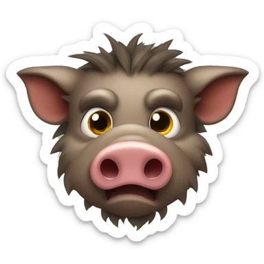 anthropomorphic wild boar not happy sticker
