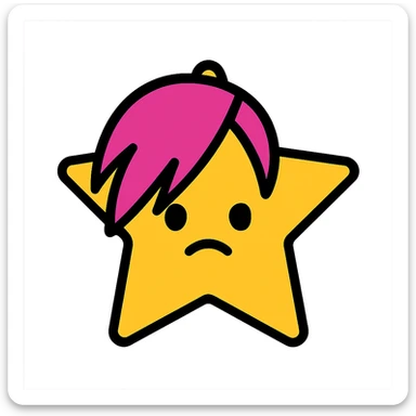color outline icon of a star with side bangs and emo style sticker