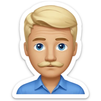 normal emoji 👨🏼 guy with blond hair, mustache, and blue eyes. No shoulders or neck. Just head. Hair a little mussed and stylish sticker