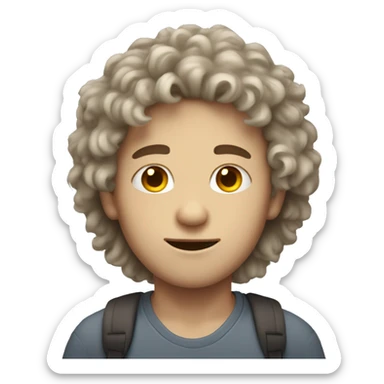 white sknned boy with wavy fluffy hair that cover forehead sticker