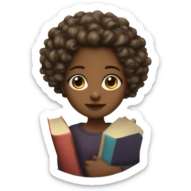 Girl with curls and Books sticker