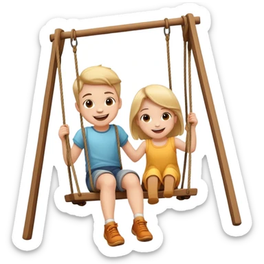 child swinging on a swing, joyful expression sticker