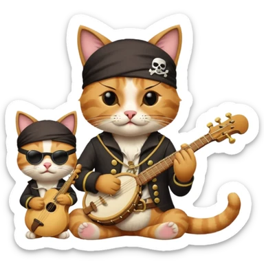 pirate cats with one eye closed with band sticker