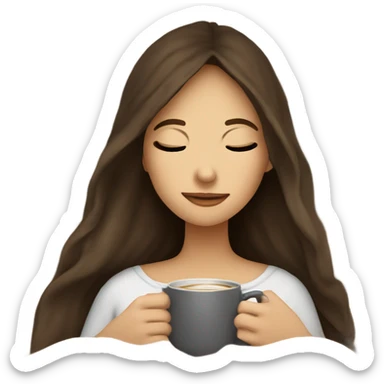 girl brunette inside a blanket sipping coffee eyes closed sticker