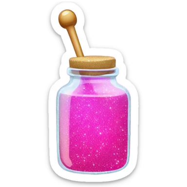  wand dipped in jar of hot pink of honey with glitter  sticker