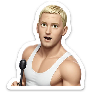 blonde boy with microphone sticker
