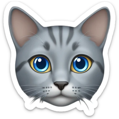 gray female cat blue eyes sticker