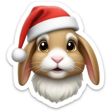 Bunny with Santa hat sticker