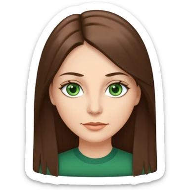 Pretty 43 year old woman with green eyes and long straight Ash-brown hair  sticker