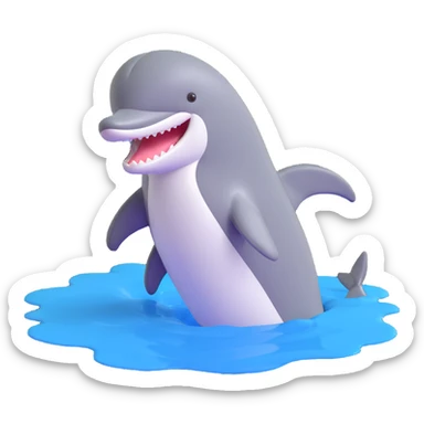 3D emoji of a dolphin looking sunk or submerged, playful and expressive sticker