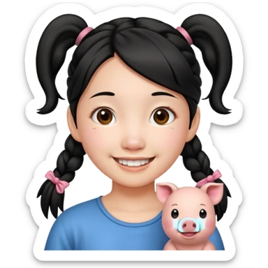 Chinese girl with pig tails sticker